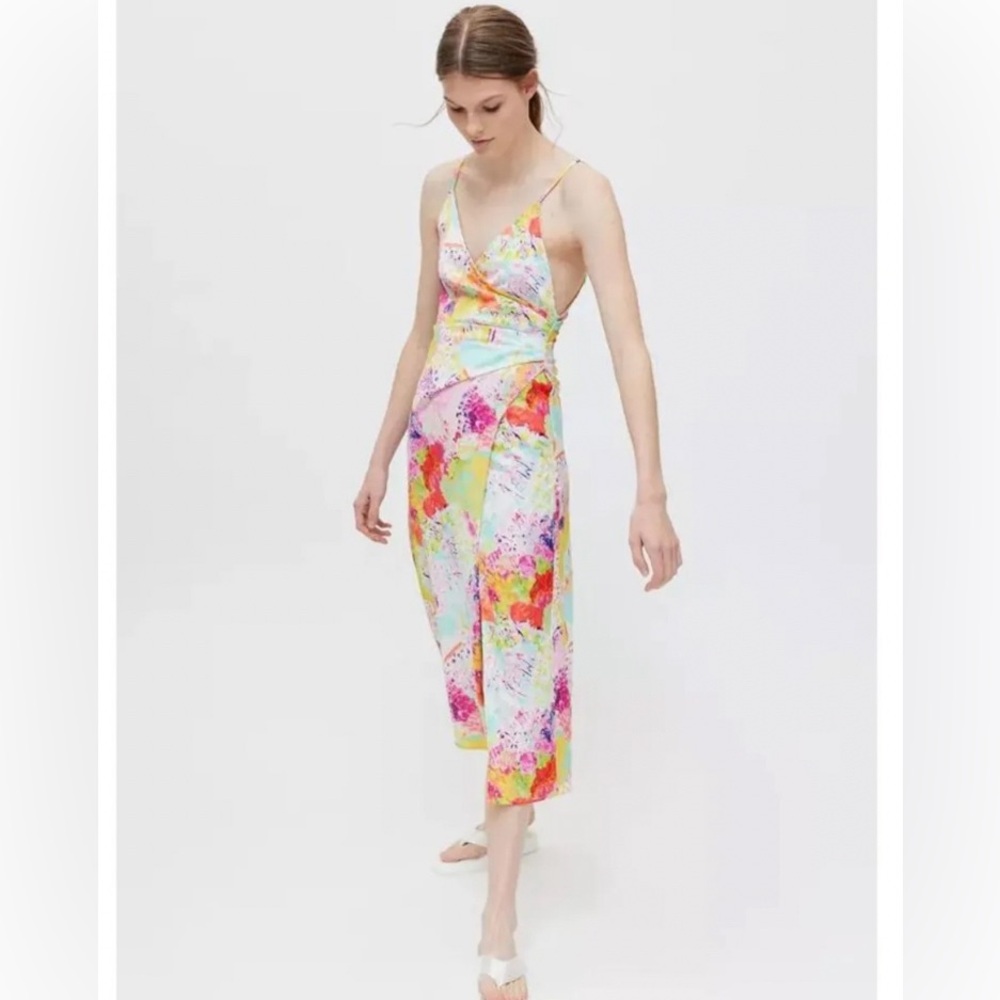 Urban Outfitters Lily Multi Colored Wrap Dress with Slit